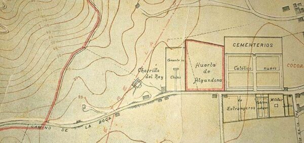 Mapa de 1857 donde se observa la ubicación del Chorrillo del Rey