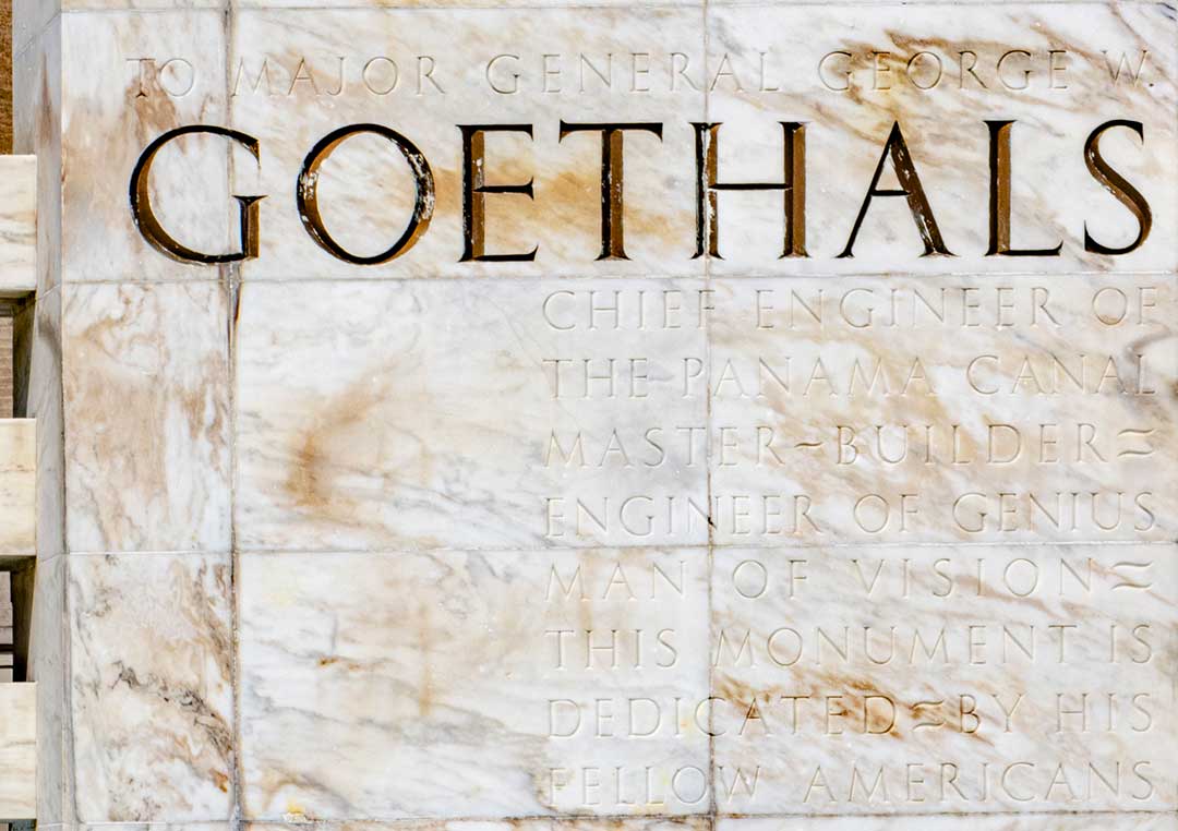 Dedicatoria del monumento a George Goethals. 